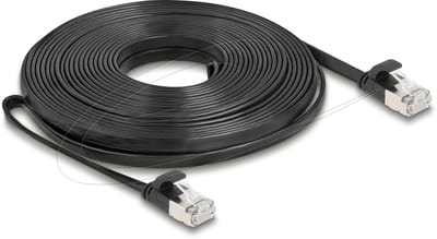 Delock RJ45 Flat Patch Cable plug to plug Cat.6A 10 m black