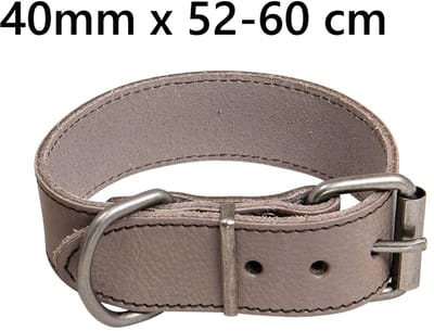 Animal Boulevard Ab30537 - Hals- En Leibanden - Hond - Ab Waxed Leather Halsband Grijs-40mmx52-60cm - Maat: 40mmx52-60cm
