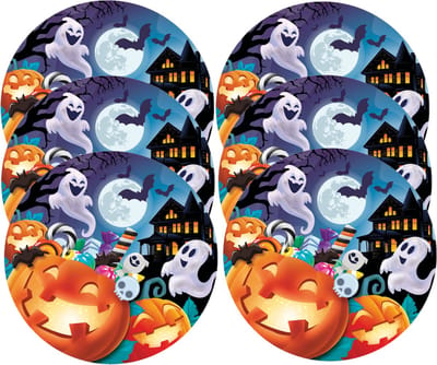Fiestas Guirca Halloween/horror pompoen bordjes - 12x - oranje - papier - D23 cm