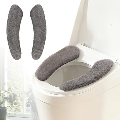 Toiletstoelbekleding - Warme Kussens - Comfort Verhoging - Universeel Zelfklevend - Grijs