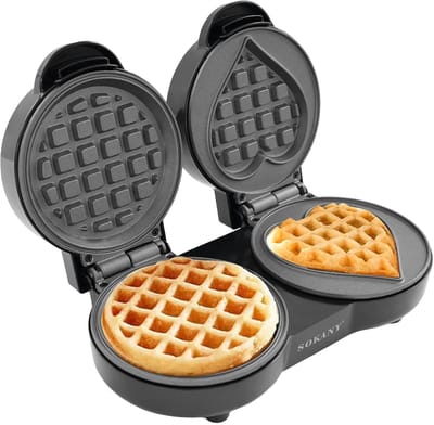 CYRO - Wafelijzer - Wafelmaker - Wafelijzer Hartvorm - Wafelijzers - Keukenmachine - met Antiaanbaklaag - Elektrisch - Zwart