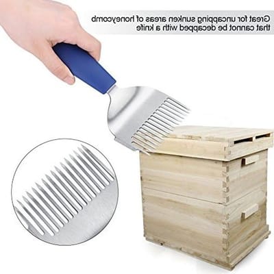 Roestvrijstalen Bijenlepel met Kunststof Handvat, 20,5 x 7,5 cm, Ideaal voor Bijenteelt en Honingraatinspectie, Perfect voor Imkers
