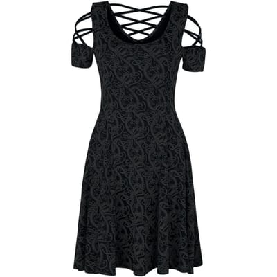Black Premium by EMP Mini-jurk - Kleid mit Schnürung und keltisch anmutendem Print - S tot 5XL - voor Vrouwen - zwart