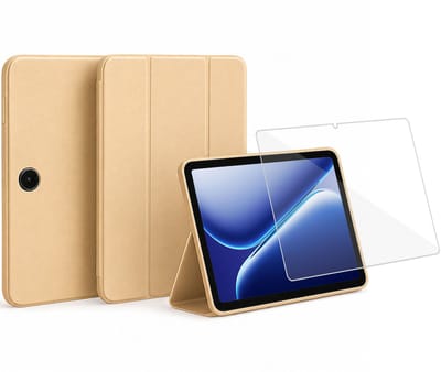 ChiGuard Hoesje & Screenprotector geschikt voor OnePlus Pad Go 2 Hoesje – Gehard Glas - Shock Proof Hoesje – Smart Cover - Goud