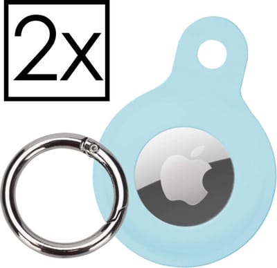 Hoesje Geschikt voor Apple AirTag-Sleutelhanger Houder Siliconen Hoes - Hoes Geschikt voor Apple AirTag Hoesje - Lichtblauw - 2 PACK