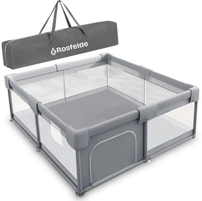 Rosfelde Grondbox Baby - Speelbox - Playpen - Gemakkelijk op te zetten - 120x120 CM - Grijs
