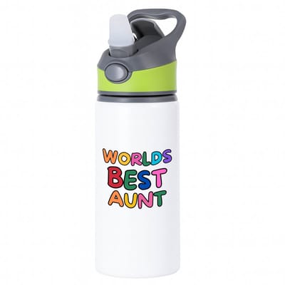 Hacebo® - World's best aunt waterfles met rietje groen - Tante - beste tante - verjaardagscadeau - cadeau voor tante - gift - kado - water fles - 650ML