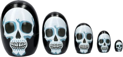 Set van 5 In elkaar Zettende Doodshoofd Figuren voor Decoratie en Collectie