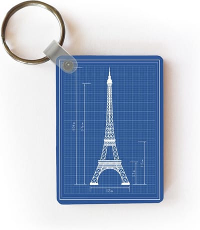 Sleutelhanger - Een illustratie van de meetgegevens van de Eiffeltoren - Uitdeelcadeautjes - Plastic