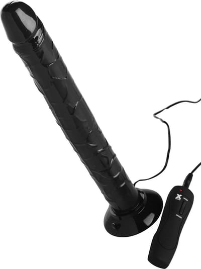 XR Brands - Vibrating Tower of Power Dildo Strap-On - Black