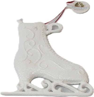 Goodwill Kerstbal-Schaats Wit Glitter  Per 2 stuks