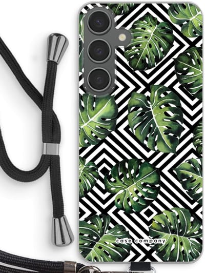 Case Company® - Hoesje met koord geschikt voor Samsung Galaxy S24 Plus hoesje met Koord - Geometrische jungle - Telefoonhoesje met Zwart Koord - Bescherming aan alle Kanten en Over de Schermrand