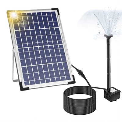 Pompe de fontaine solaire 10W avec grand panneau solaire 3 buses Max. Hauteur d'eau 100 cm pour poissons de bain d'oiseaux T noir