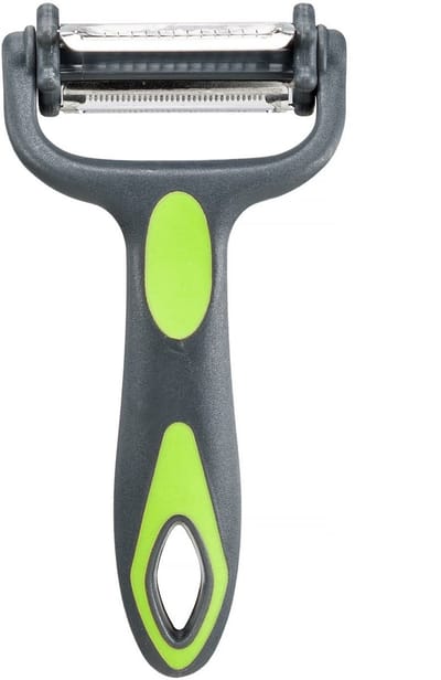 Cook Concept Dunschiller Profi - grijs/groen - kunststof - 15 cm - aardappelschiller met 3 mesjes - keuken mesjes