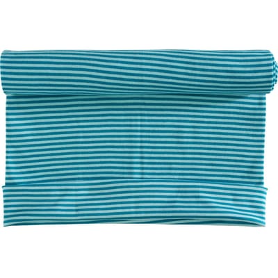 Manchet stof 1x1 rib "Stripe 3 mm" - Blauw-Petrol
