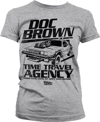 Back to the Future Doc Brown Time Travel Agency Girly Tee dames-T-shirt, heather-grijs
