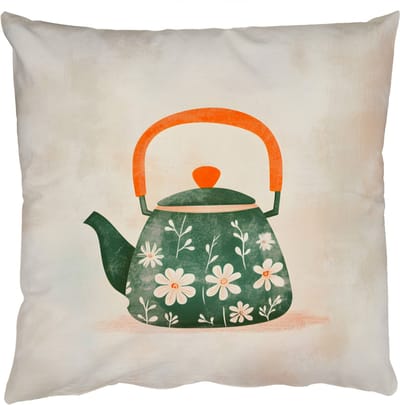 Sierkussens - Kussentjes Woonkamer - 50x50 cm - Theepot - Groen - Bloemen - Oranje