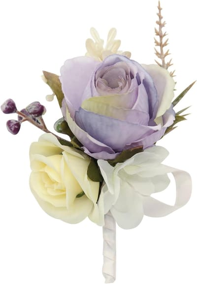 Bruiloft Corsage - Boutonnière Heren - Formele Gelegenheden - Taro Paarse Roos - Standaard Maat - Paars