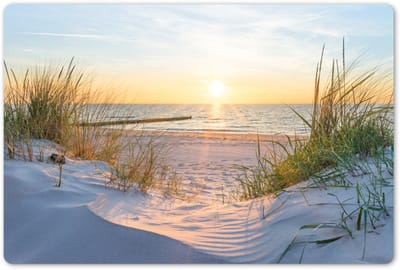 Placemats 45x30 cm - Placemat kunststof - 1 stuk - Strand - Zon - Duin - Gras - Zand - Horizon - Borden onderleggers - Decoratie voor op tafel - Keuken tafeldecoratie accessoires - Vinyl onderlegger - Tafelversiering