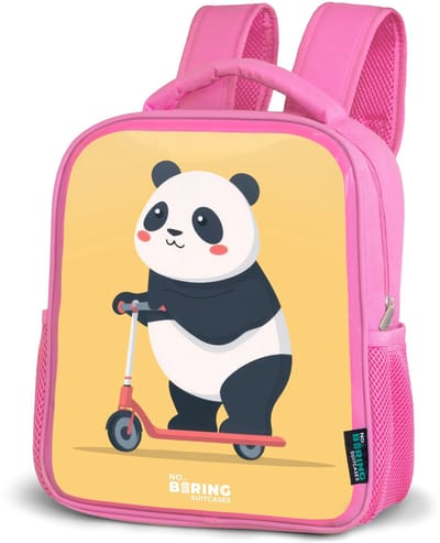 NoBoringSuitcases.com® - Rugzak roze - Schooltas meisjes - Panda - Step - Geel - Kinder rugtas meisje - Boekentas kind - Kinderrugzak voor school - Schoolrugzak