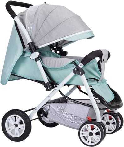 Baby kinderwagen - Opvouwbare buggy - Veilig op reis - Drie verstelbare hoeken - Tot 25 kg - Groen