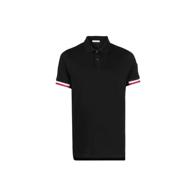 Moncler SS22 Kleurblok Manchetboord Korte Mouw Poloshirt Heren Poloshirts Zwart H10918A00023899P0999 M white