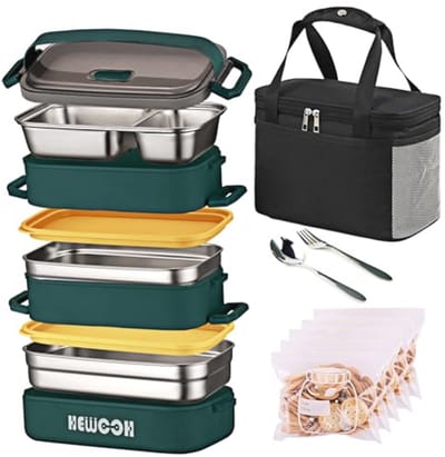 Grote Herbruikbare Lunchbox voor Volwassenen met Lunchtas en Bestek - Ideaal Voor Werk, School en Picknick
