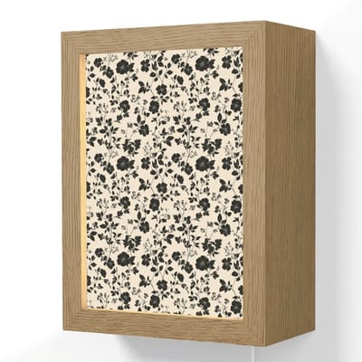 Wandlamp 15x20 cm - Oplaadbaar - Bloemen - Dessin - Zwart - Wandlampen binnen woonkamer - Slaapkamer lamp met kabel - Decoratieve nachtlamp - Vloerlamp snoer
