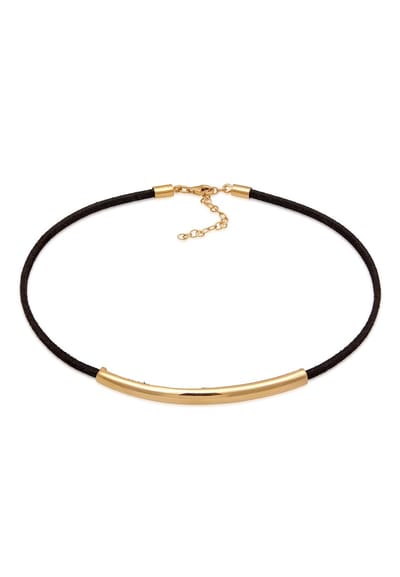 Elli - Halsketting - Dames choker festival met synth. leer zwart in 925 sterling zilver - Dames