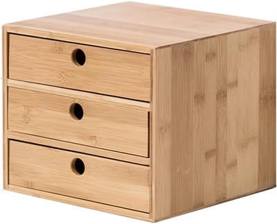 Bureau Lade Organizer - Monitorstandaard Opslag - Bureau Organiseren - Gemaakt Van Bamboe - 3 Lades - Natuurlijk
