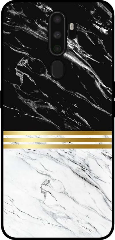 Smartphonica Telefoonhoesje voor OPPO A5 2020 marmer look - backcover marmer hoesje - Zwart Wit geschikt voor OPPO A5 (2020)