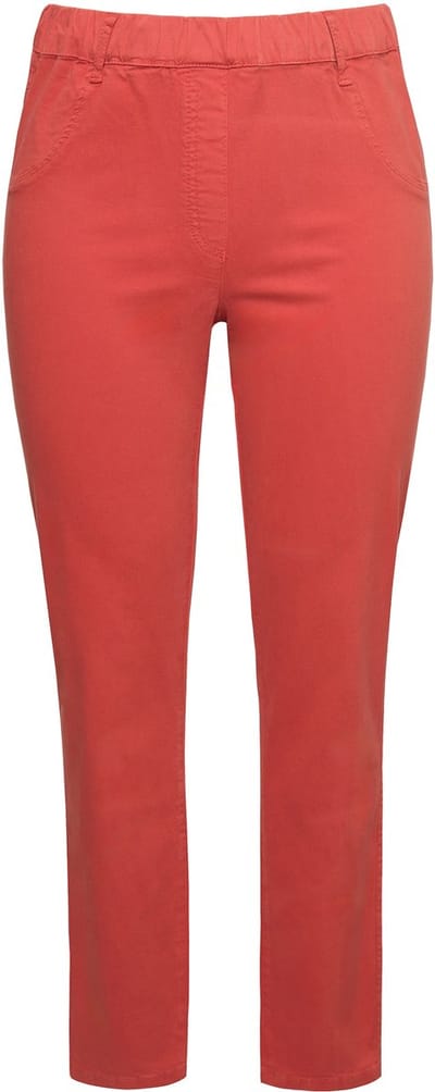 Ulla Popken - Dames - Jeggings elastische tailleband smalle pijp - Baksteenrood - Maat 44