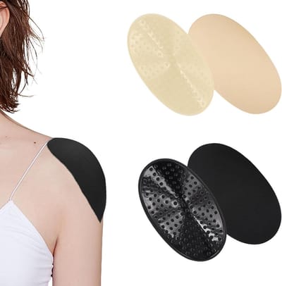 2 paar siliconen schouderbanden voor vrouwen - zacht en antislip - ademend - comfortabel dragen met T-shirts - beige - set van 2