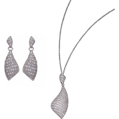 Orphelia Dames 925 Sterling Zilveren Set: Ketting-Hanger + Oorbellen - Zilver SET-5884