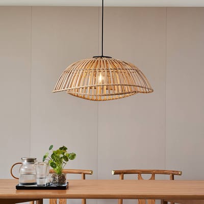 Lindby - hanglamp - 1licht - Bamboe - H: 26.6 cm - E27 - licht hout