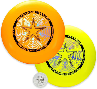 Vliegende Schijven Dubbelpak - Frisbees Set - Buitenspellen - Wedstrijdkwaliteit - 27.94 x 27.94 cm - Neon Oranje Geel