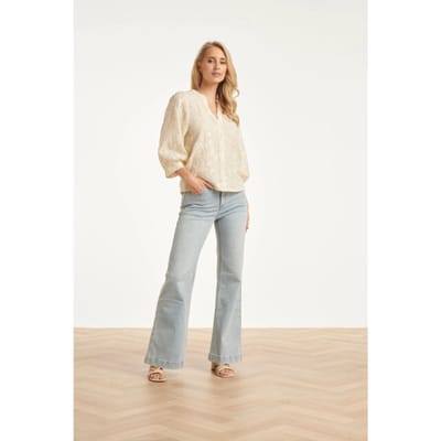 Smashed Lemon Dames flared jeans in lichtblauw |