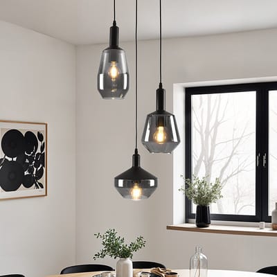 LumenXL Design hanglamp in smoke glas, 3-lichts - Mala