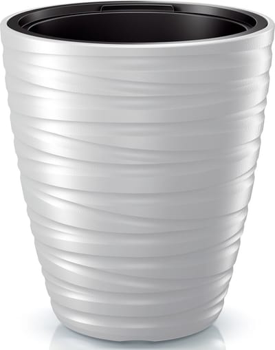 Prosperplast Plantenpot/bloempot Amazing - buiten/binnen - kunststof - wit - D37 x H42 cm - met binnenpot