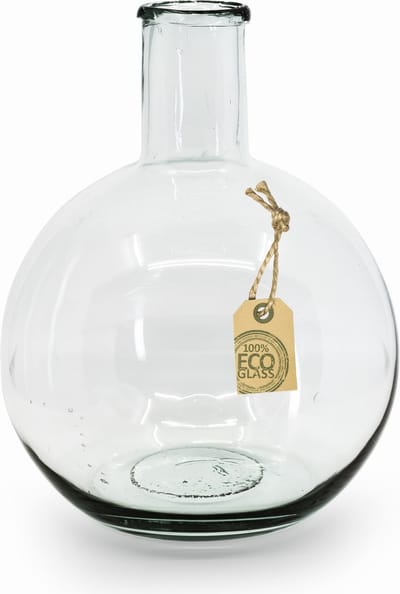 Jodeco Design BOL bloemenvaas met flessenhals - eco glas - D22 x H31 cm - transparant - Boeket of losse bloemen