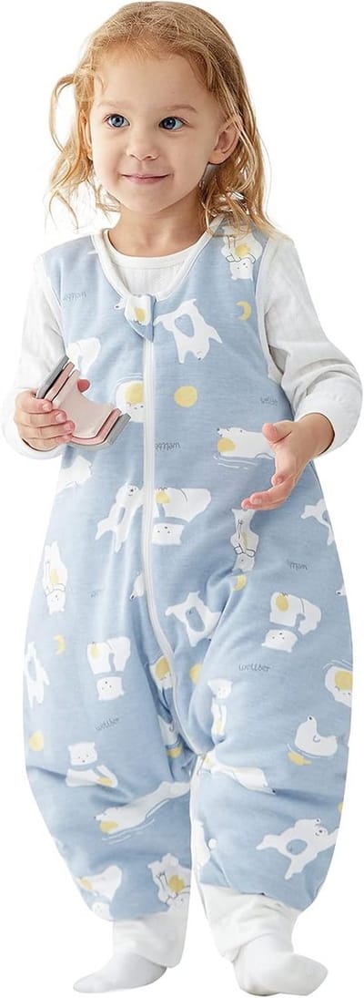 Zomerslaapzak met Voeten voor Baby's - 100% Mousseline, Ademend en Zweetafvoerend, 0,5 TOG, Met Dubbele Ritssluiting