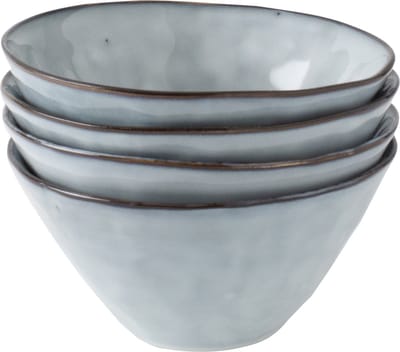 Dutch Rose Organic Kommen set van 4 - Schaaltjes - Ø14cm - Stoneware Handgemaakt - Blauw