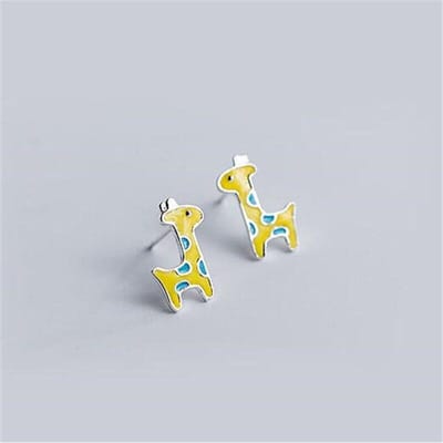 Boucles d'oreilles à tige en argent sterling 925, jolies et colorées, en forme de girafe, en époxy, cadeau exquis pour femme, E081 gray