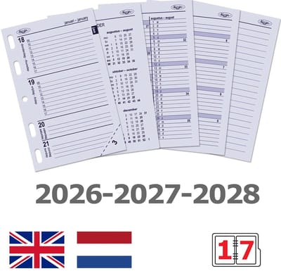 Kalpa 6247-26-27-28 104 x 68 mm Mini Agenda Organizer Vulling Week NL EN 2026 2027 2028