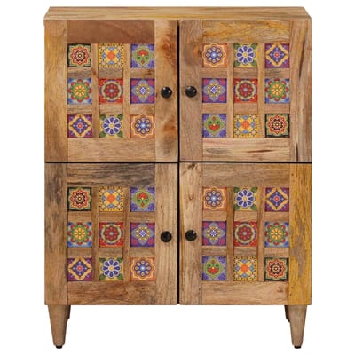 vidaXL - Dressoir - met - opslag - Naturel - 60 - x - 33 - x - 75 - cm - Massief - Mango - Hout