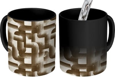 Magische Mok - Foto op Warmte Mokken - Koffiemok - Abstract - Retro - Zwart - Magic Mok - Beker - 350 ML - Theemok
