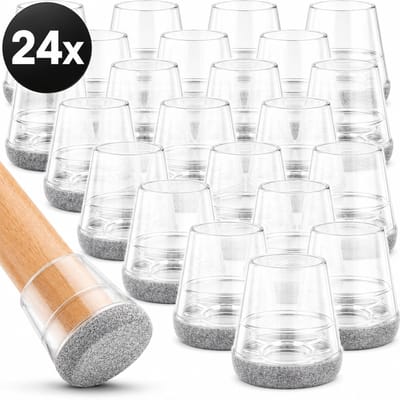 Vaive Stoelpoot Beschermers Rond met Vilt – 24 Stuks – Stoelpootdoppen Ø24-30 mm – Vloerbescherming voor Stoelen - Grijs