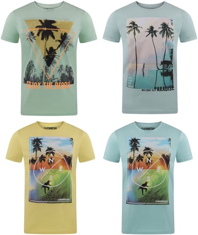 riverso Heren T-Shirt RIVLukas 4 Pack regular fit Veelkleurig S Ronde Hals Volwassenen - gemaakt van 100% katoen