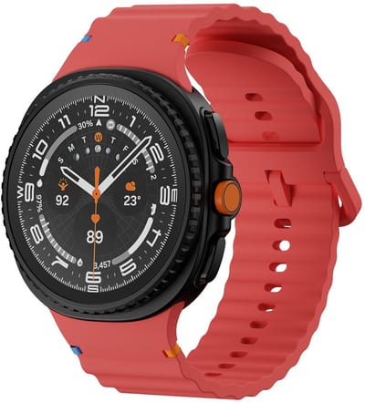 Siliconen bandje - geschikt voor Samsung Galaxy Watch 8 (40mm) / Galaxy Watch 8 (44mm) / Galaxy Watch 8 Classic - wave met gespsluiting - rood