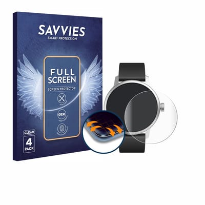 Savvies - Screenprotector voor Withings ScanWatch (42 mm) - Folie Beschermfolie transparant volledig dekking 4 Stuks